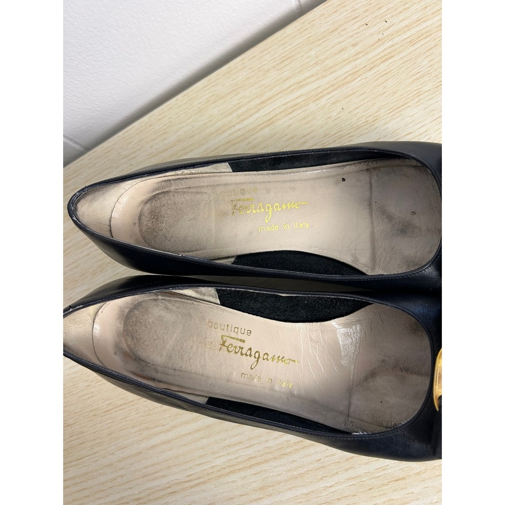 Salvatore Ferragamo shoes Women 9AA Black Vara Low Heel Bow old money Designer - Picture 12 of 12